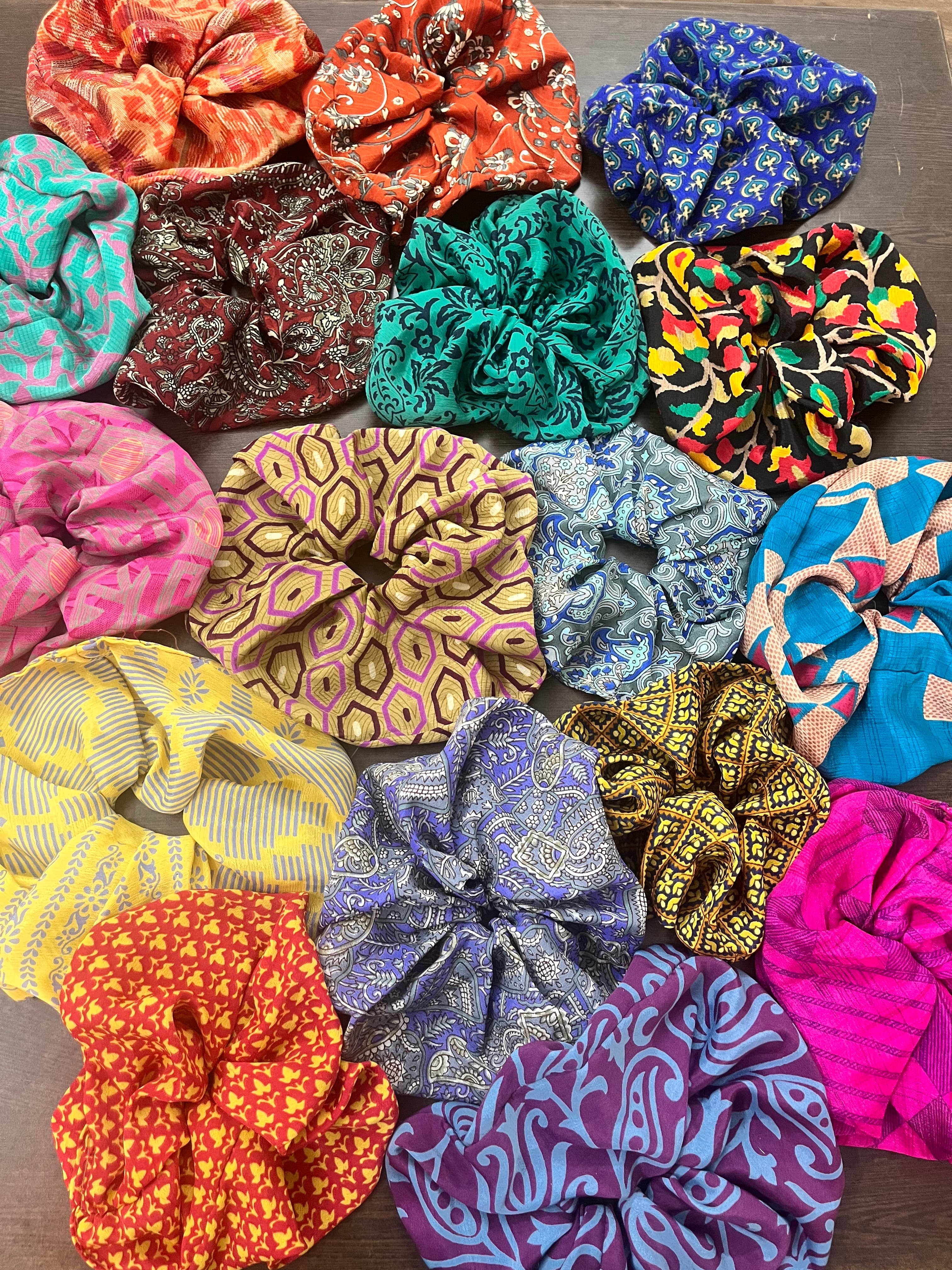 Meghcraft - Wholesale Scrunchie - Women's - Vintage Silk Scrunchie-vintage Upcycled Silk Scrunchie1