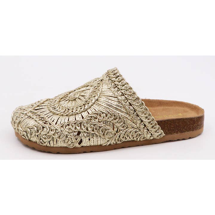 Bamboo CHAMPION-77 Women Cork Sole Woven Round Toe Mules for wholesale by Mars Sky Shoes Wholesale