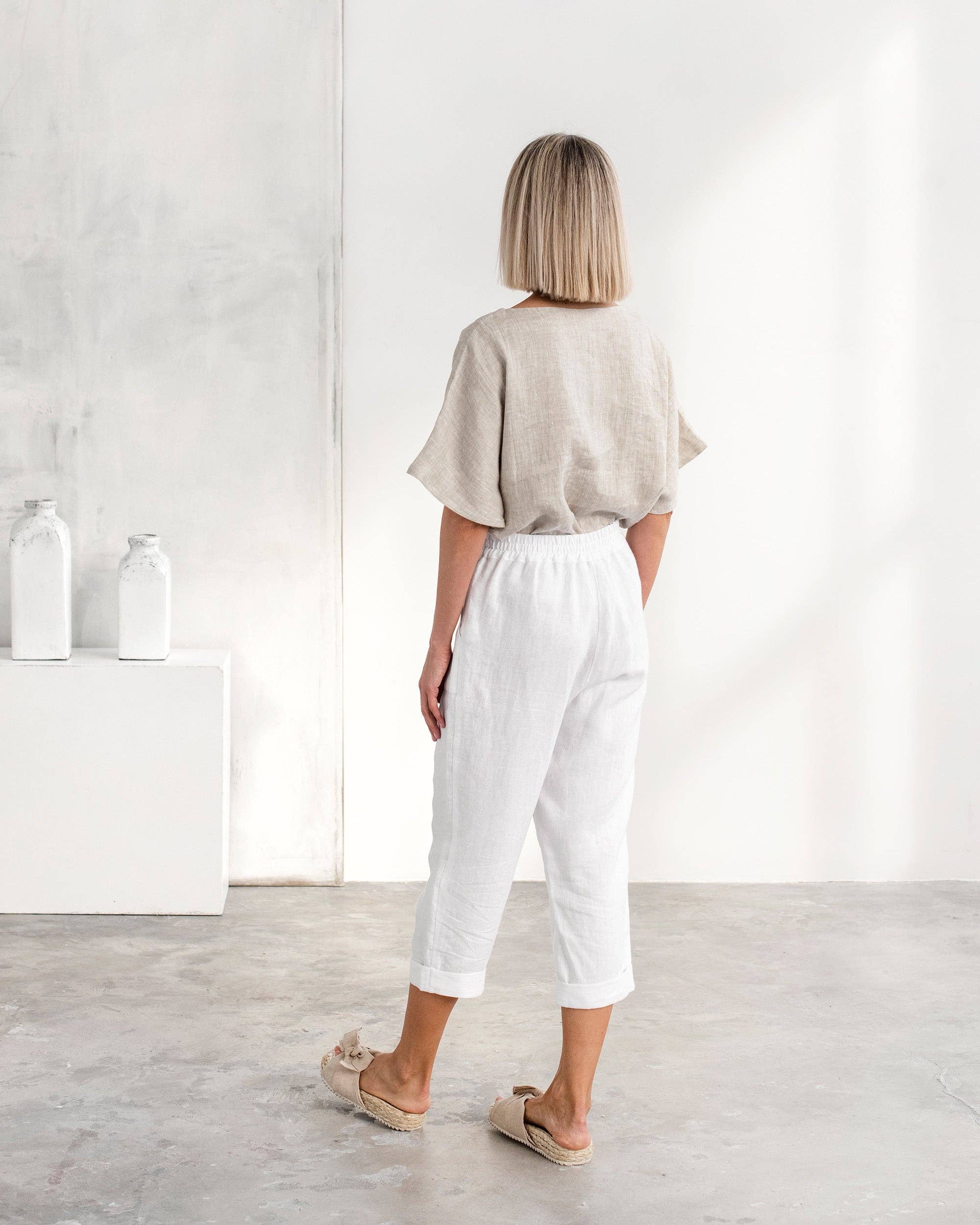 MagicLinen (We handle U.S. import procedures for you) - Wholesale Blouse - Dames - Losvallende linnen top MIDWAY in natuurlijke melange1