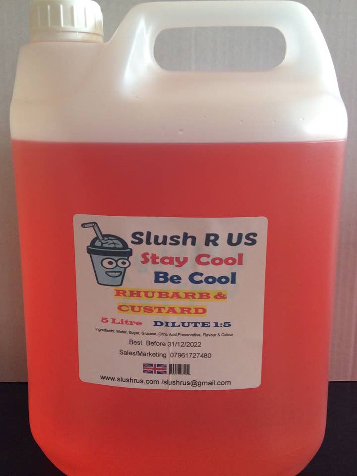 Slush Puppie Syrup Rhubarb and Custard Flavoured 5 litre for wholesale by Slush R Us