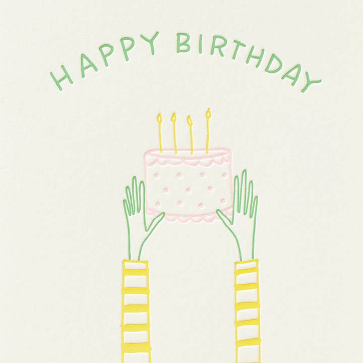 Shorthand Press - Wholesale Birthday Card - Holding Cake - Letterpress Greeting Card2