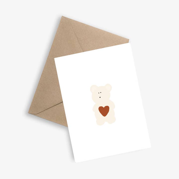 Love Teddy Bear - Enkelt kort for engroshandel hos LE PAPIER GRAPHIQUE