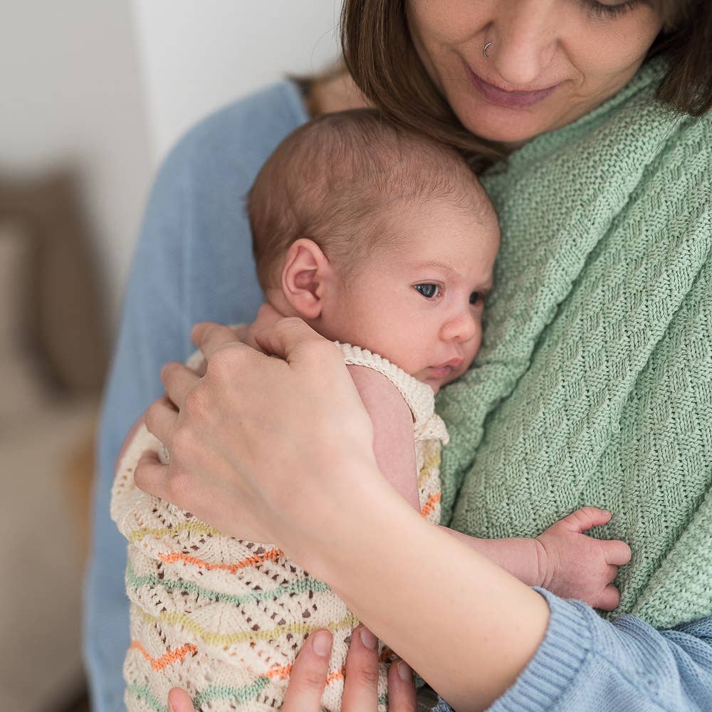 micu micu - Vendita all'ingrosso Coperta - Bambini e neonati - Coperta morbida reversibile verde a canali per neonati1