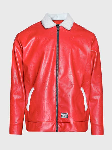 Giacca blouson grande in pelle cerata con zip e motivo Paisley per la vendita all'ingrosso da parte di hideout