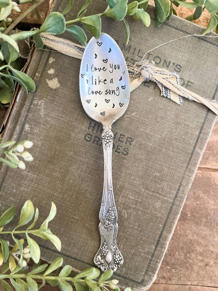 Love Song Vintage Stamped Spoon for wholesale by The Sassy Barn