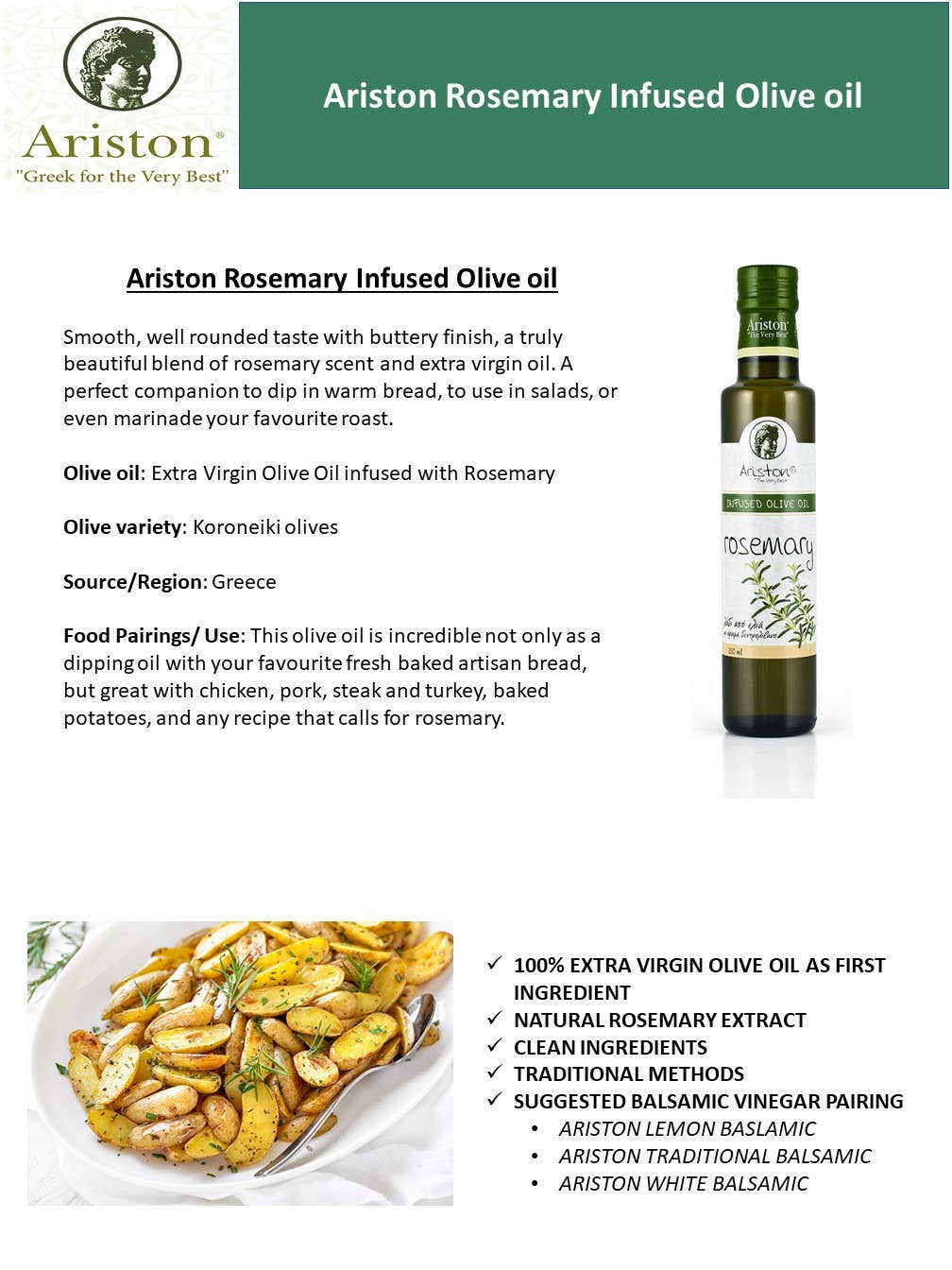 Ariston Specialties - Venta al por mayor Aceite de oliva - Aceite de oliva con infusión de romero1