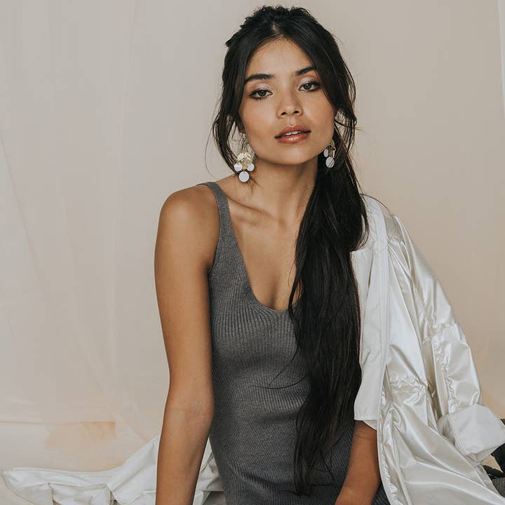 Matr Boomie Fair Trade - Wholesale Dangle Earrings - Rajani Mother of Pearl Chandelier Earrings3