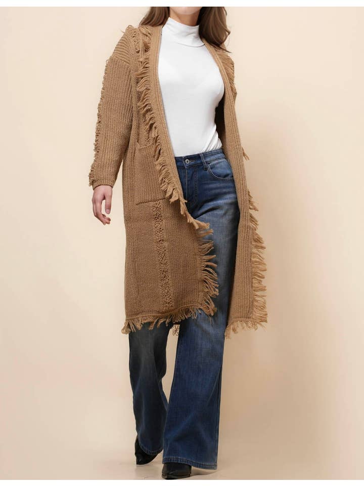 Sweetkama – wholesale Cardigan – Women’s – Ladies Solid Color Tassels Open Front Cardigan SKT410884