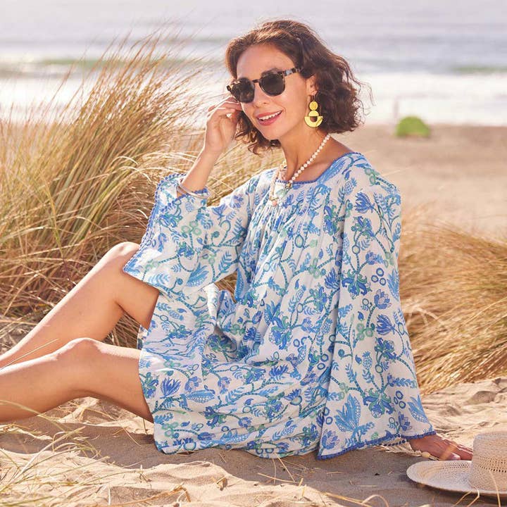 rockflowerpaper - Wholesale Dress - Women's - GEMMA OCEAN Dress with Bell Sleeve