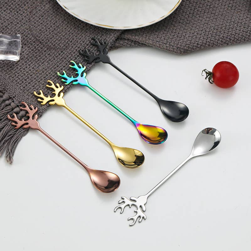 Sostraw & SmartThings - Wholesale Table Spoon (Cutlery) - Deer spoon for Christmas - Coffee, tea, dessert - 5 colors3