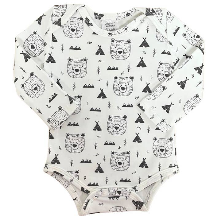 ES Kids - Wholesale Bodysuit (non-footed) – Baby - Bodysuit LS Bear Allover 000 - 95% Cotton 5% Spandex