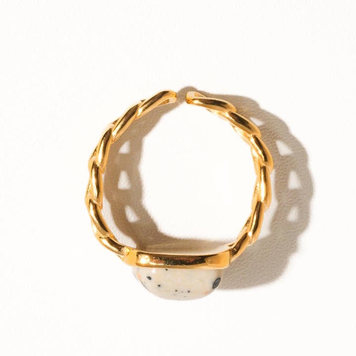 Beige Oriana Non-Tarnish Gemstone Chain Ring for wholesale on Faire