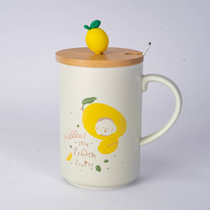Urban Tokyo - Wholesale Coffee Mug - Lemon 12oz Mug With Lid and Spoon (10/30)6