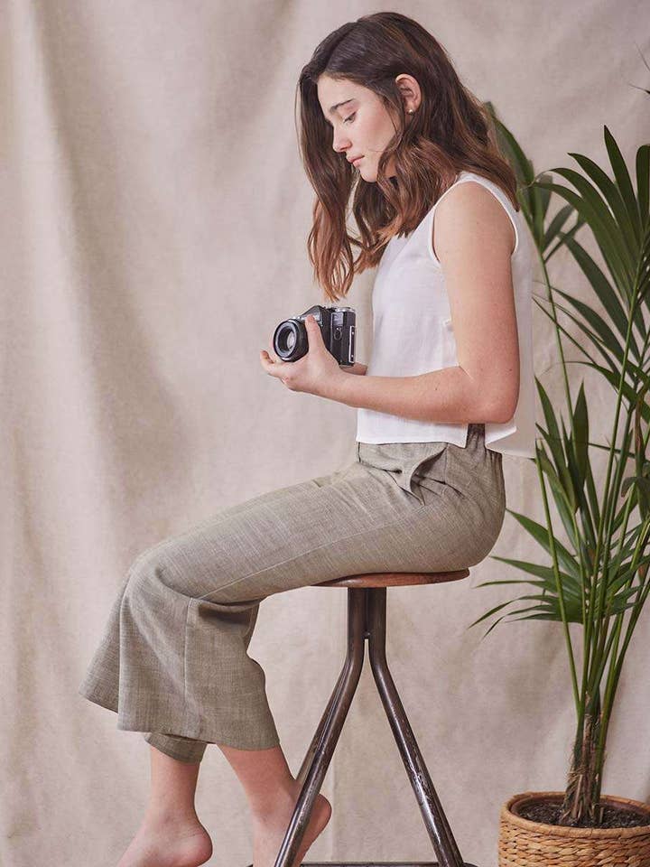 Piger Brede bukser I Ensfarvet Hør for engroshandel hos Dadati