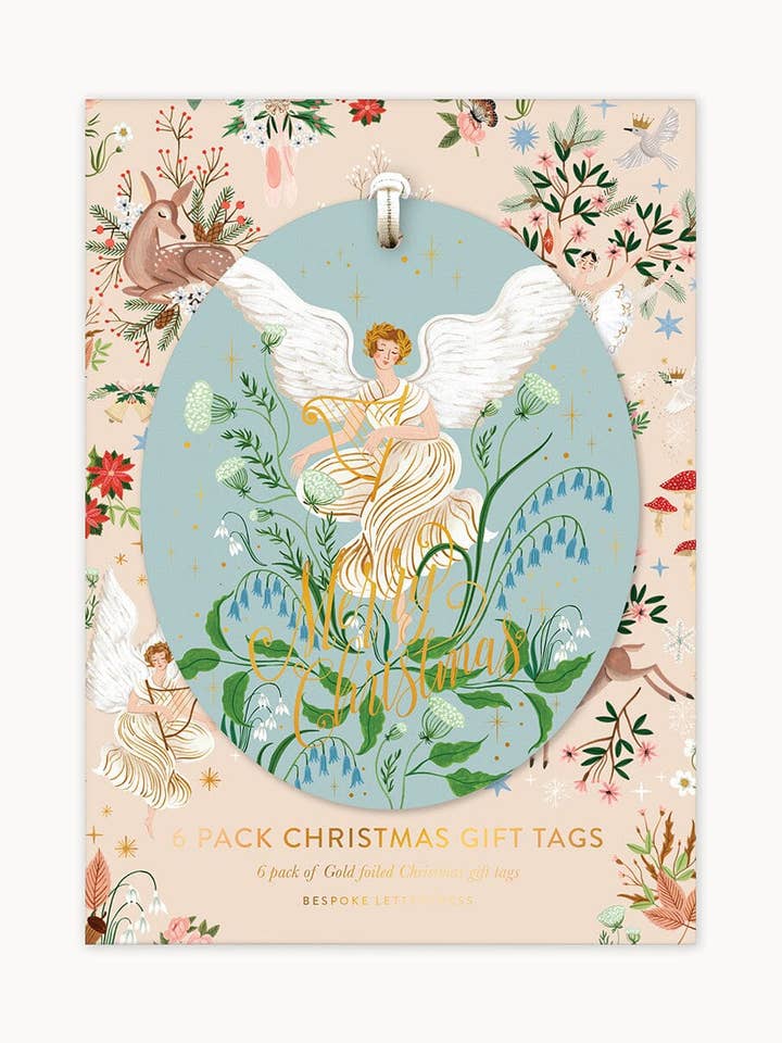 6pk Christmas Gift Tags "Angel" for wholesale by Bespoke Letterpress