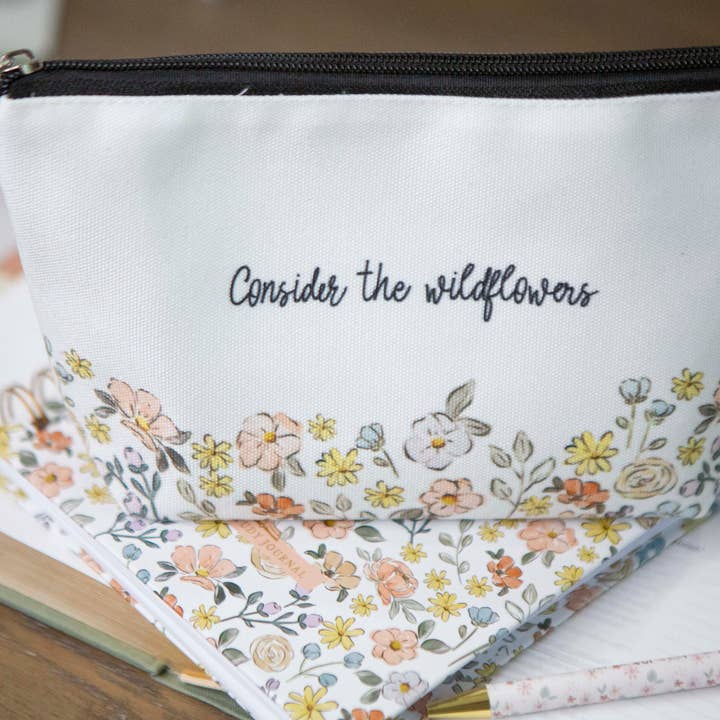 Chosen & Cherished - Wholesale Pencil Case/Pouch - Consider the Wildflowers Pencil Pouch| Bible Study Pencil Bag