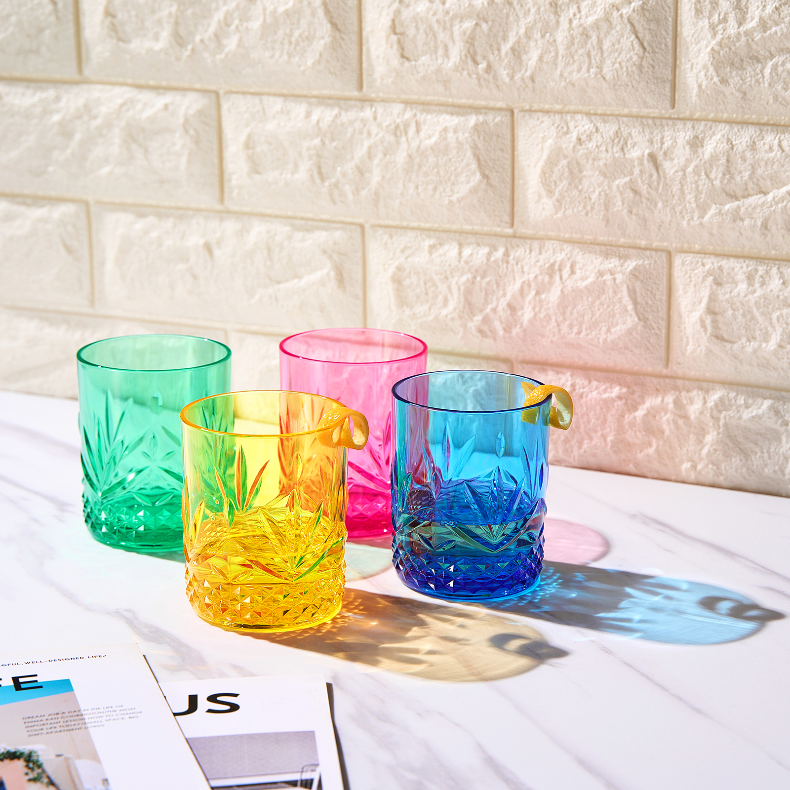 The Wine Savant /  Khen Glassware - Wholesale Cocktail/Liquor Glass - Shatterproof Tritan Crystal Colored Glasses | 4 Set 11OZ4