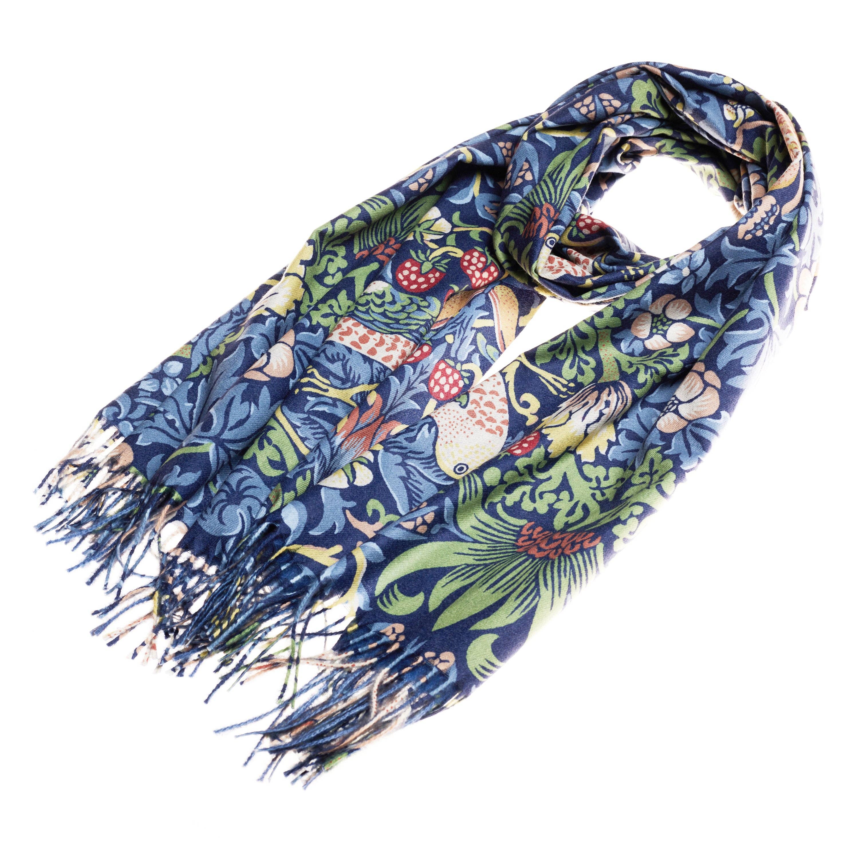 Signare Tapestry - Wholesale Scarf - Women's - William Morris Strawberry Thief Blue - Art Pashmina1