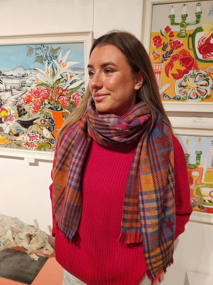 CHECK STARS SCARF for wholesale by Salisa Scarves