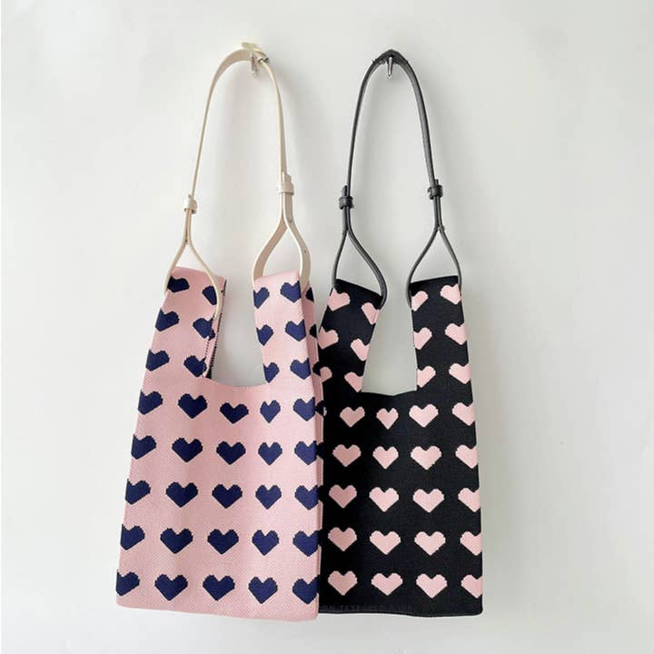 DrifWoo - Wholesale Tote bag – Women's - Heart Knit Tote Bag - Stylish Gift Bag Easter Tote Gifts4