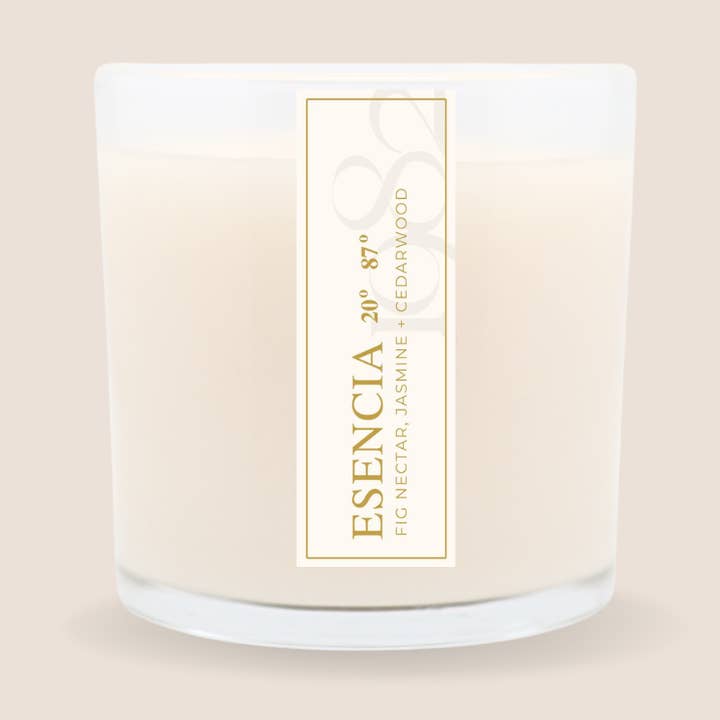 Bougie Esencia 20• 87• (14 oz à double mèche) pour la vente par 1982 Candle Co.