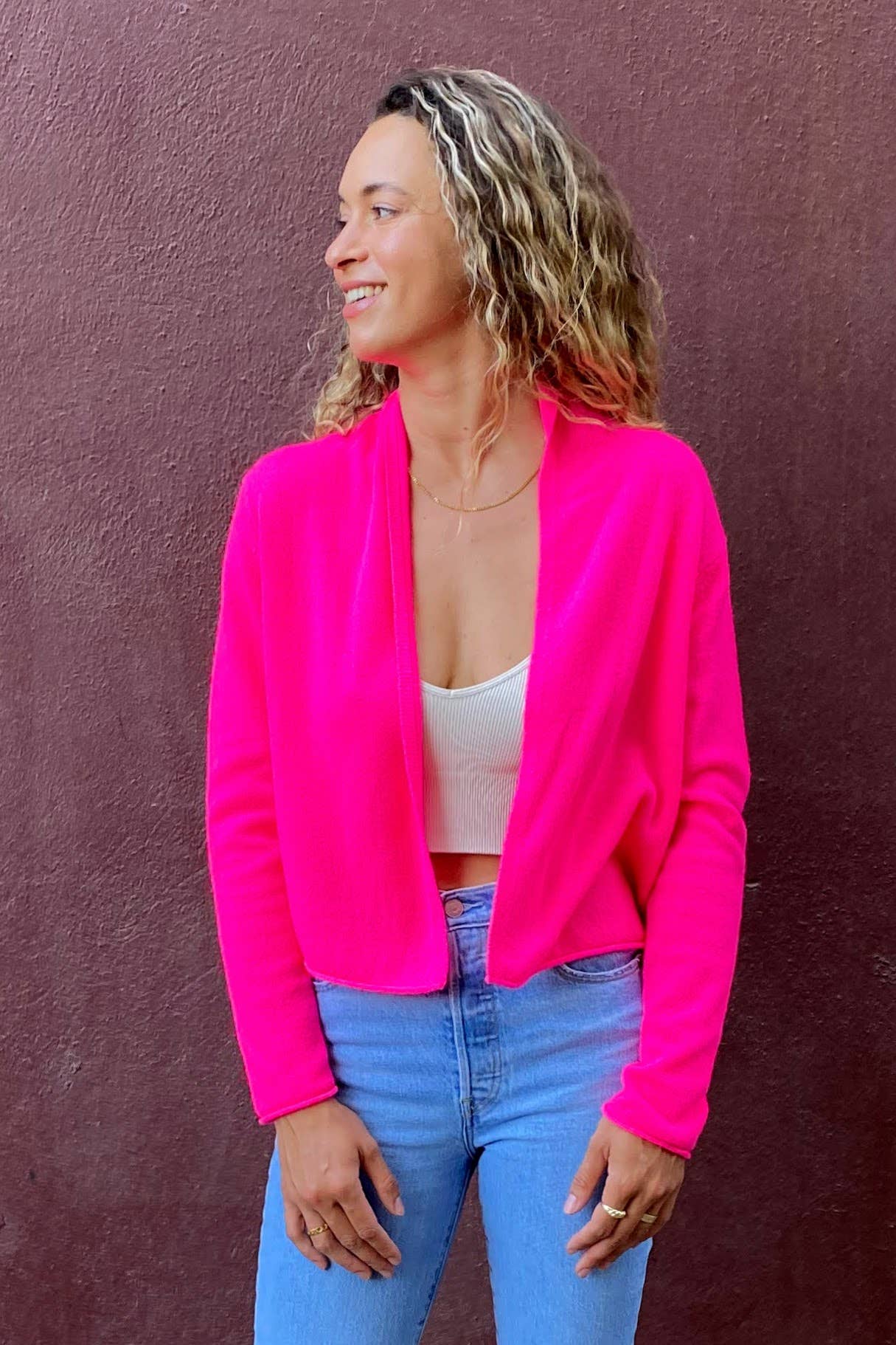 Joyride Supply - Wholesale Cardigan - Women's - 100% Cashmere No.8 Cropped Open Cardi1