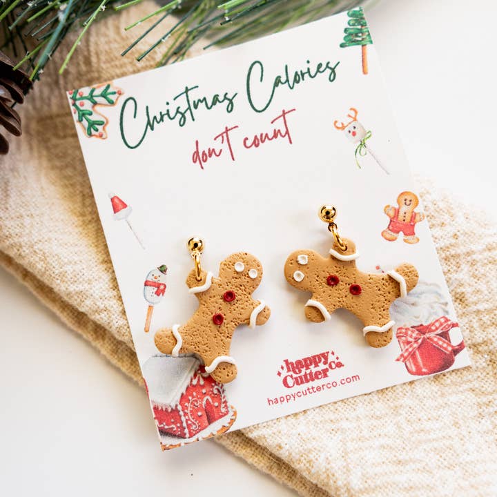 Happy Cutter Co - Wholesale Dangle Earrings - Funny Holiday Earrings | Funny Gingerbread Dangle Earrings