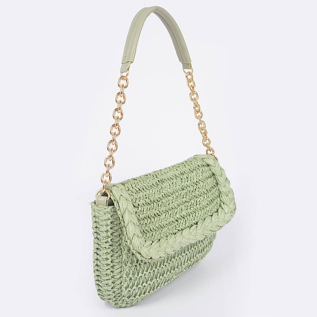 3AM BY H&D ACCESSORIES – Großhandel Schultertasche – Damen – Schultertasche mit Klappe aus Kunststroh4