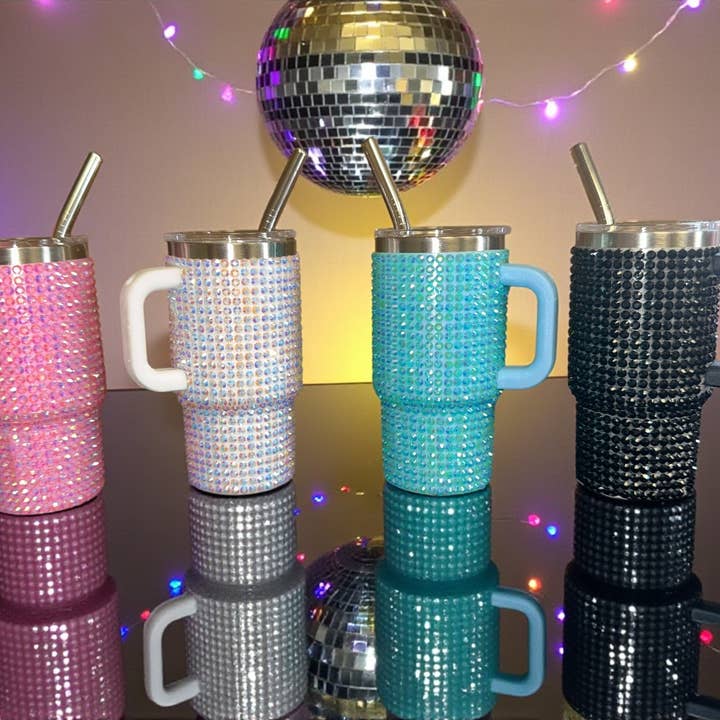 Mini Tumblers with straws 2.5oz - Bedazzled for wholesale by Trend Zone