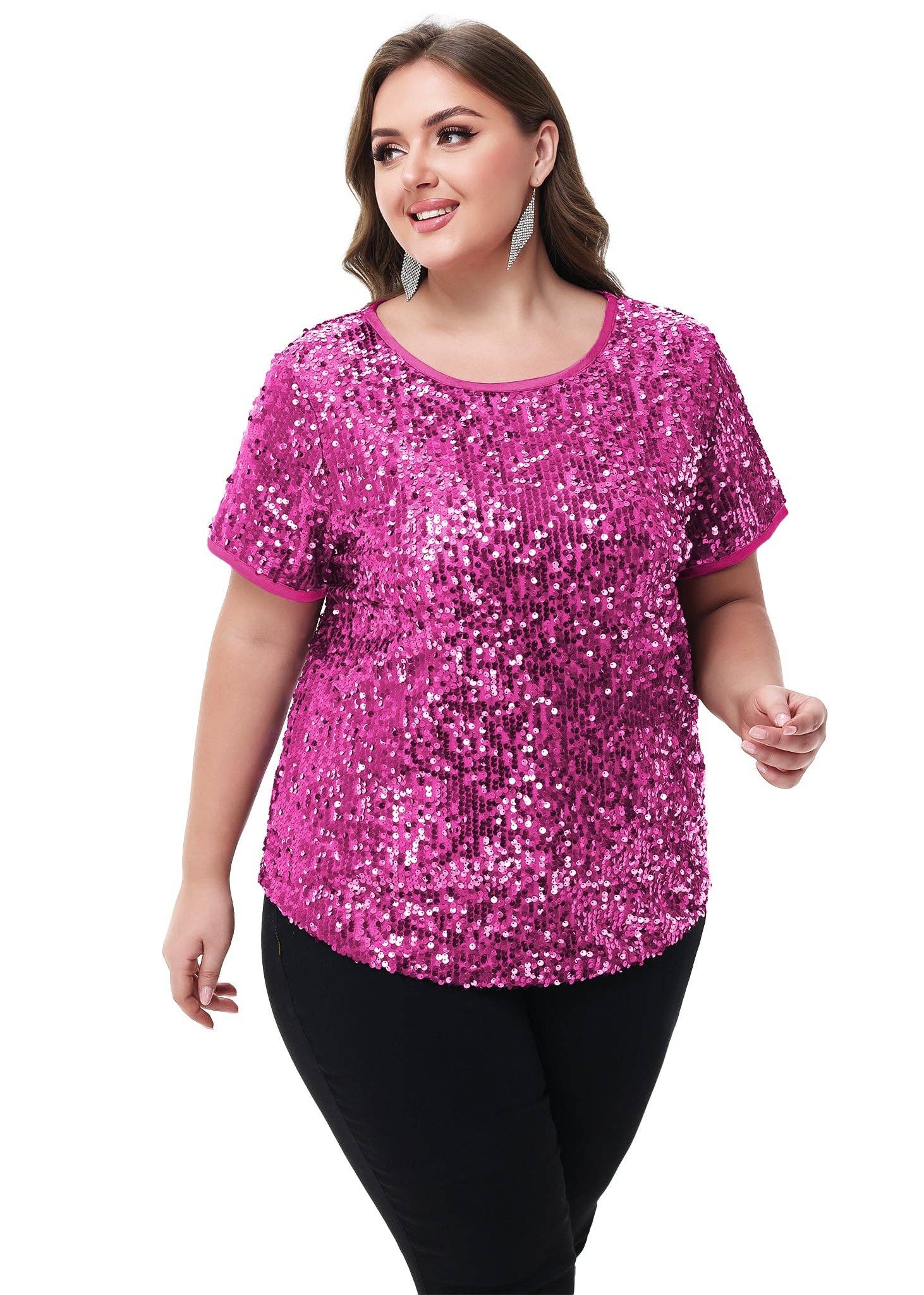 Anna Kaci Wholesale - Wholesale Blouse - Women's - Sequin Tops Plus Size Sparkle Glitter Party Blouse14