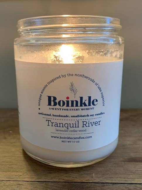 8 oz. Tranquil River Soy Wax Candle for wholesale by Boinkle Candle Company LLC