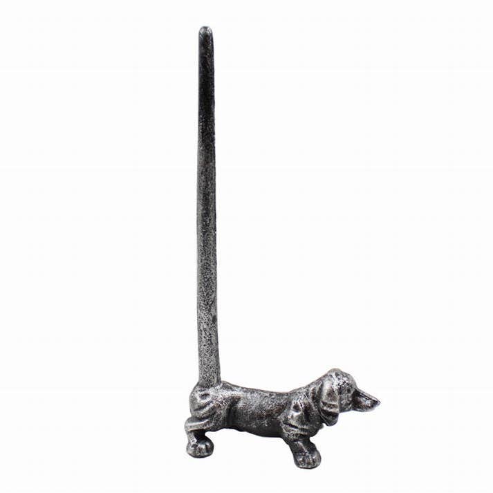 Rustik Silver gjutjärn hund extra toalettpapper stativ 12" för wholesale av Hampton Ironworks