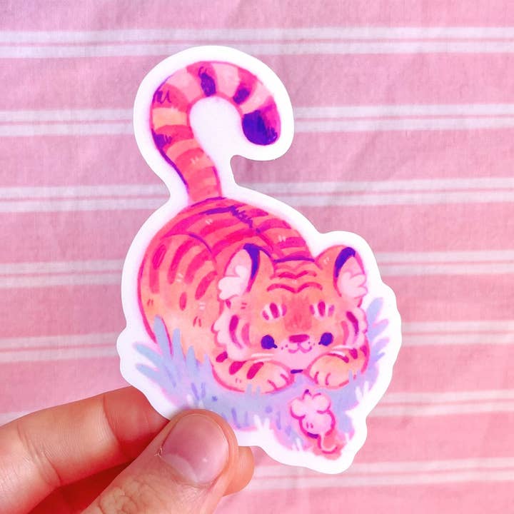 Tiger and Mouse Vinyl Sticker for wholesale by Rowan Kingsbury