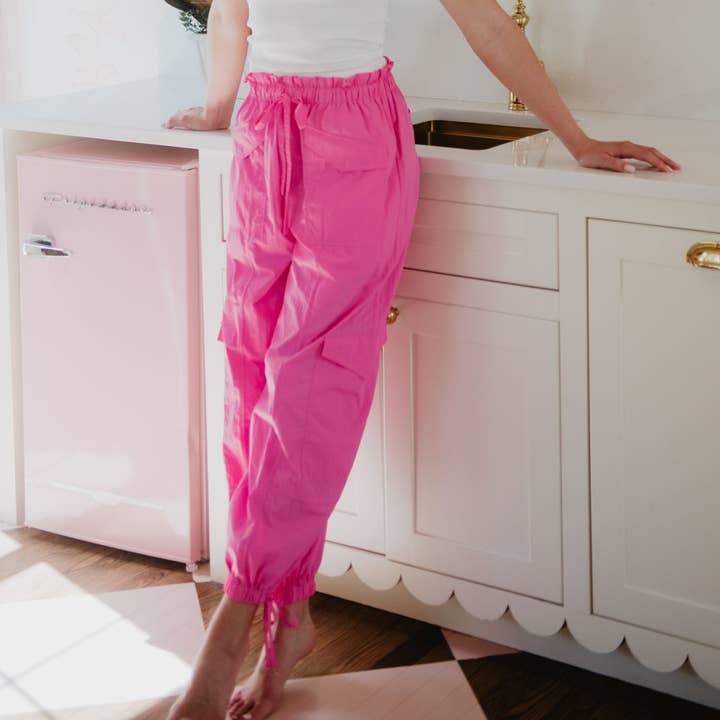 Hot Pink Cargo Parachute Easter Joggers for wholesale by Katydid