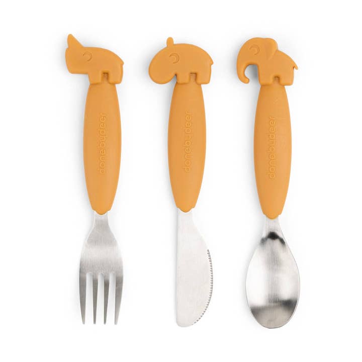 Easy-Grip Cutlery Set Deer Friends Mustard for wholesale by Done by Deer