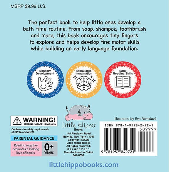 Little Hippo Books - Wholesale Baby & Toddler Book (0-2) - Brilliant Baby: It's Bath Time - Children's Touch and Feel and Learn Sensory Board4