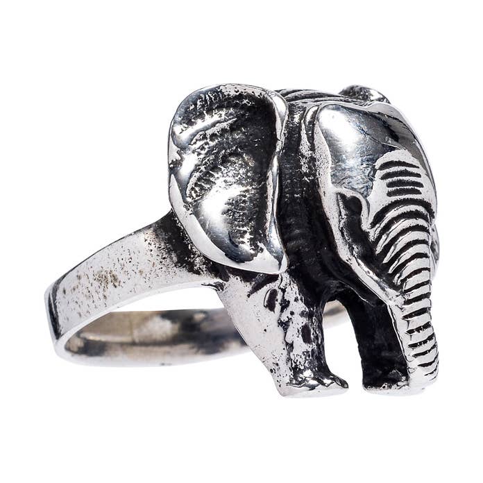 Silver Medium Elephant Ring for wholesale by Midhaven Ltd - Tribal Steel