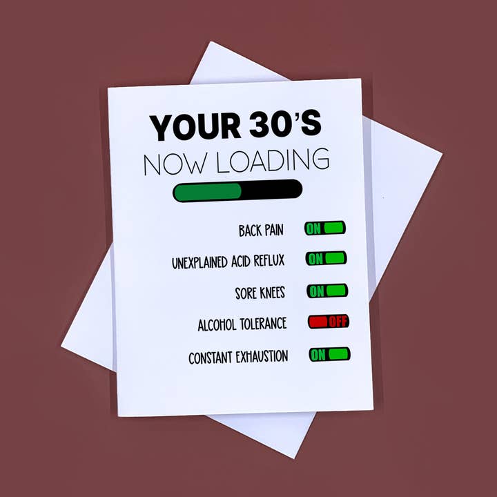 Votre carte d'anniversaire 30s Now Loading pour la vente par The Feisty Rose