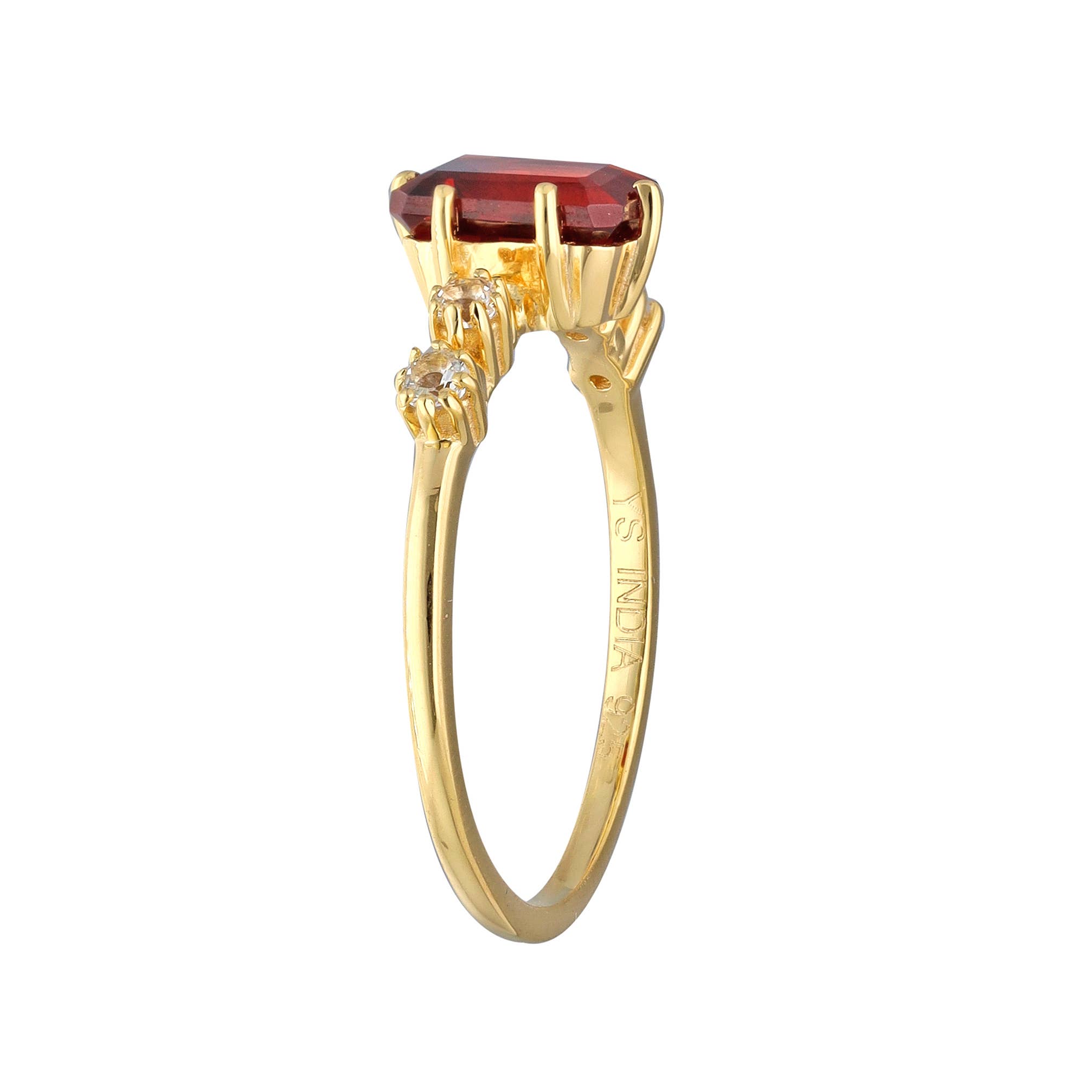 Tiramisu - Wholesale Single Stone/Solitaire Ring - 14K Gold Plated  Over Silver Garnet Solitaire Ring1