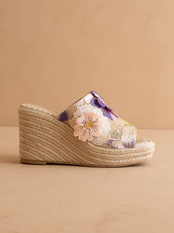 The Raina | Floral Espdarille Slip On Wedge for wholesale by OASIS SOCIETY