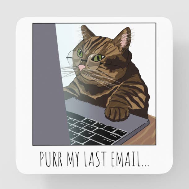 Ronronar meu último e-mail - Porta-copos por atacado de Black Cat Bazaar