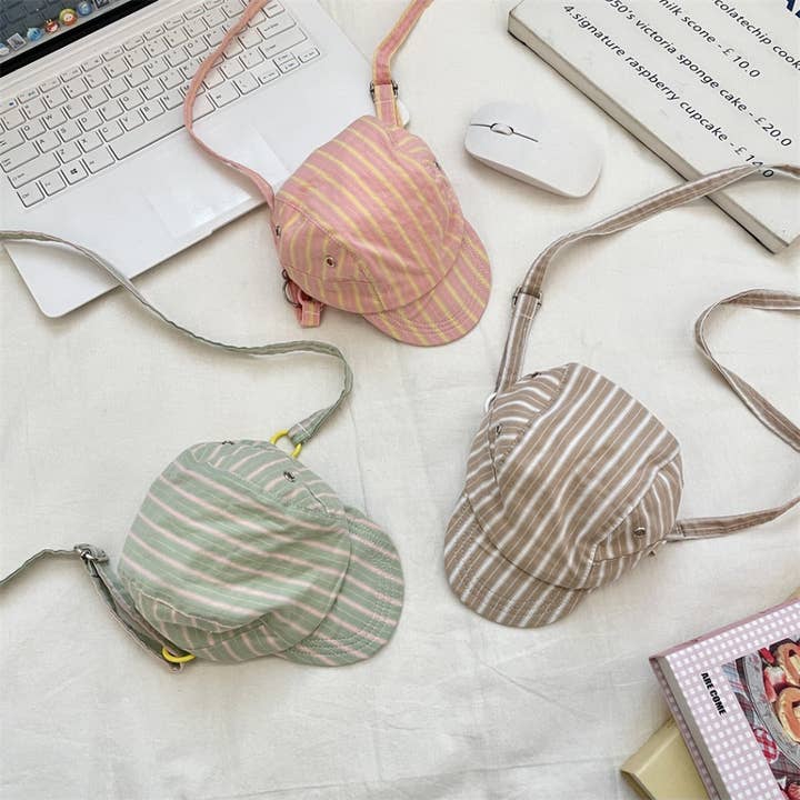 Funkyrel® Atzbranding Limited - Wholesale Crossbody Bag - Women's - Cosbai – Retro Stripe Hat-Shaped Crossbody Bag4