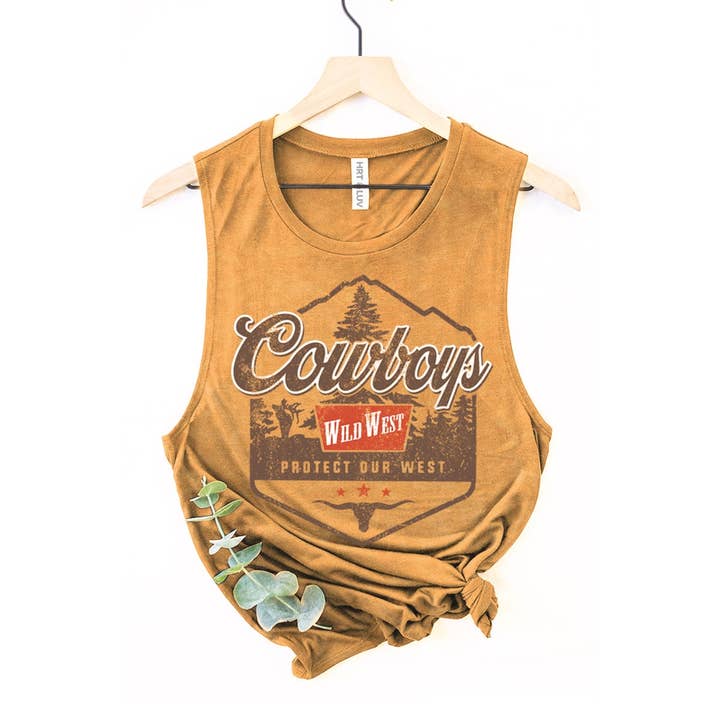 HRTandLUV - Wholesale Tank Top - Women's - COWBOYS WILD WEST GRAPHIC TANK TOP