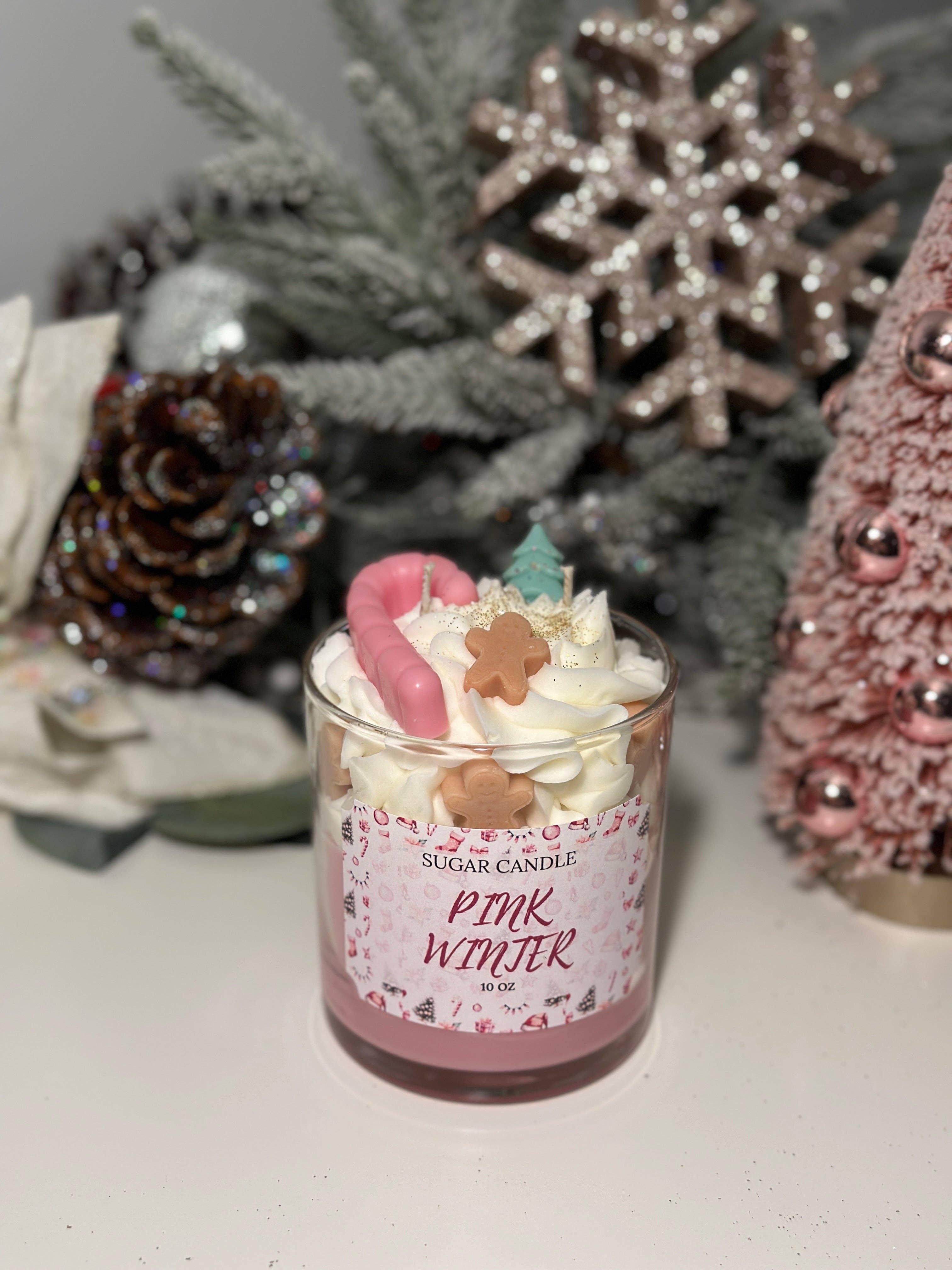 Sugar Candle - Wholesale Jar/Filled Candle - Pink Winter Candle: Soy Wax, Handmade, Gift & Retail Ready3