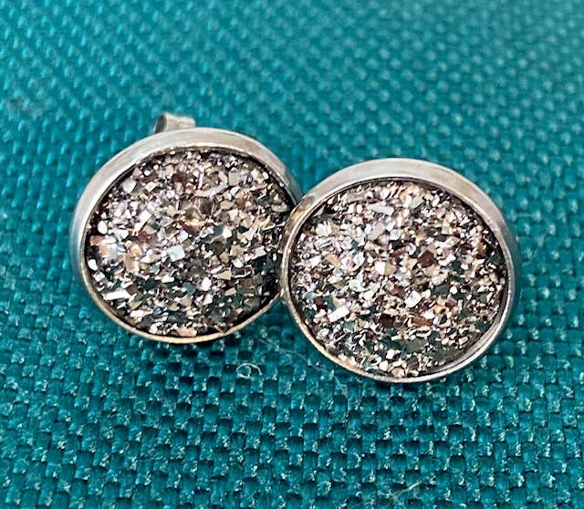 SMA Artistry Creations - Vendita all'ingrosso Orecchini a bottone - Orecchini a bottone cabochon scintillanti da 12 mm2