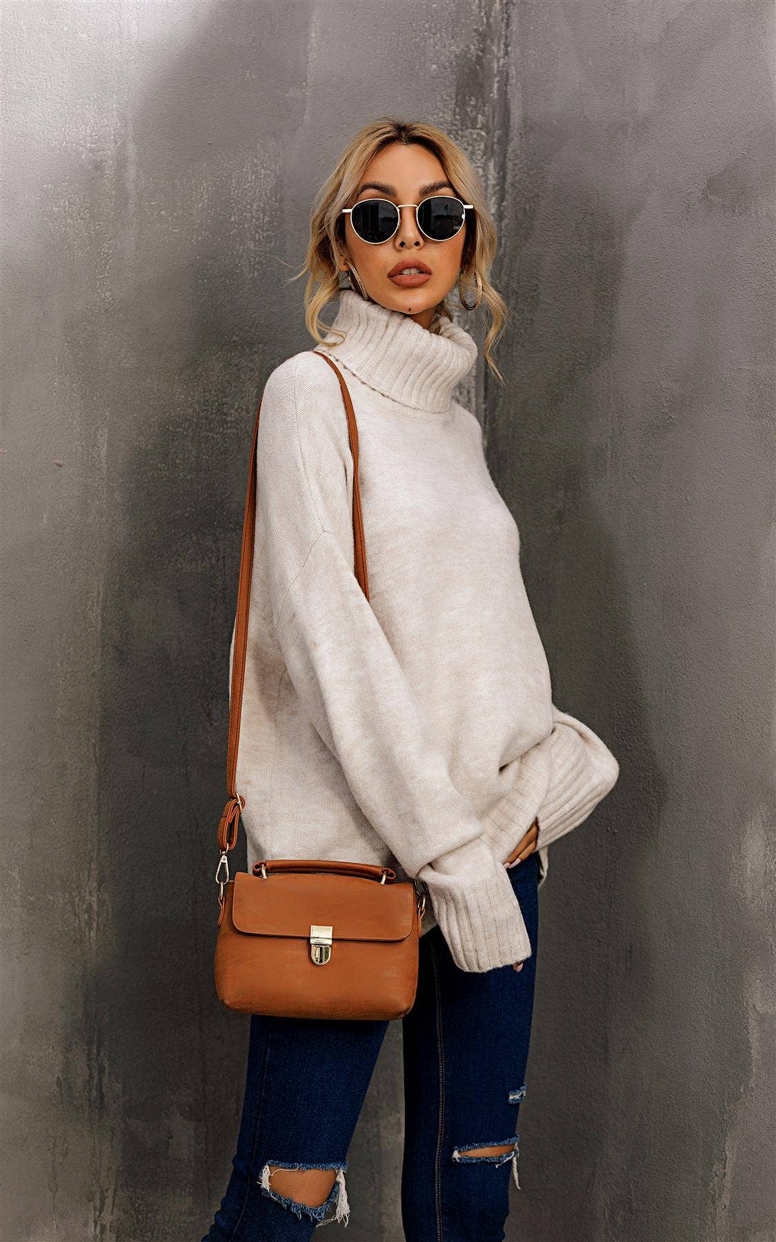 FS Collection (Germany) - Wholesale Knit Sweater - Women's - Jumper Top With High Neck In Cream0