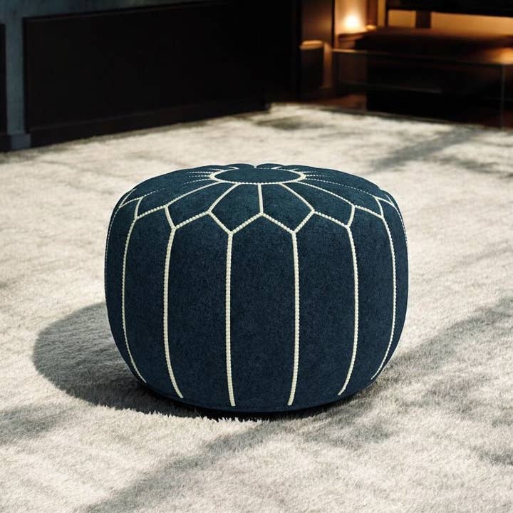 Moroccan Prestige – wholesale Pouf – Denim Moroccan Pouf1
