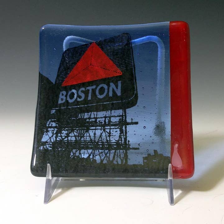Boston Citgo Fused Glass 4.5" Catch-All Dish for wholesale by Greetings From - Travel Inspired Goods by Kiku Handmade