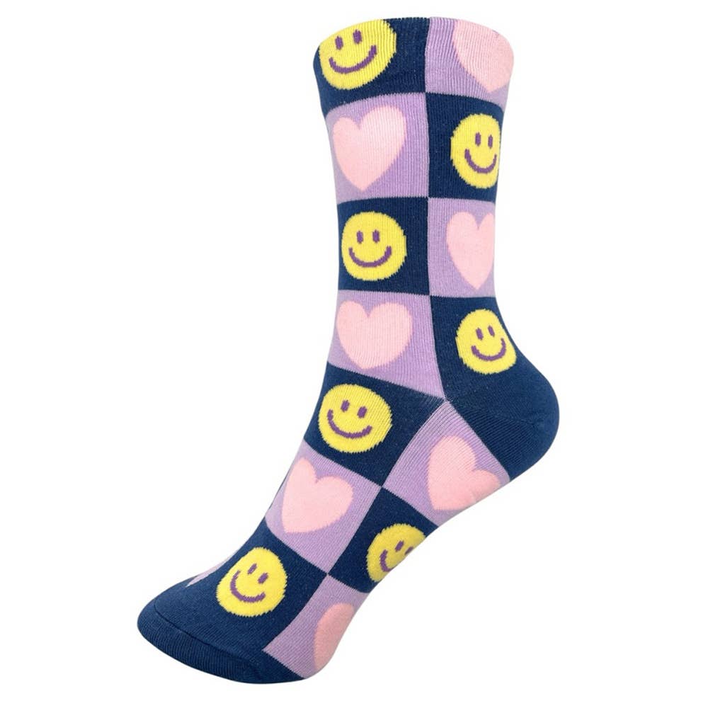 Sensibling Corp. - Wholesale Socks - Women's - 10Pairs - Smile Face Heart Pattern Printed Socks10