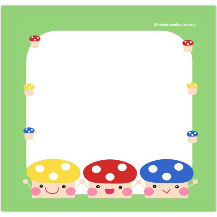 Mushroom sticky notes for wholesale by Mushroombeansprout